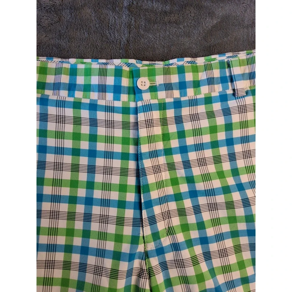 Nike Golf Dri-FIT Plaid Shorts Mens 36 Green Blue White Check‎ Performance Sport